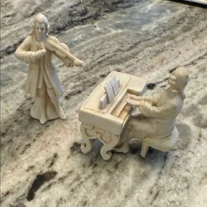 Elegant White Porcelain Musician Figurines